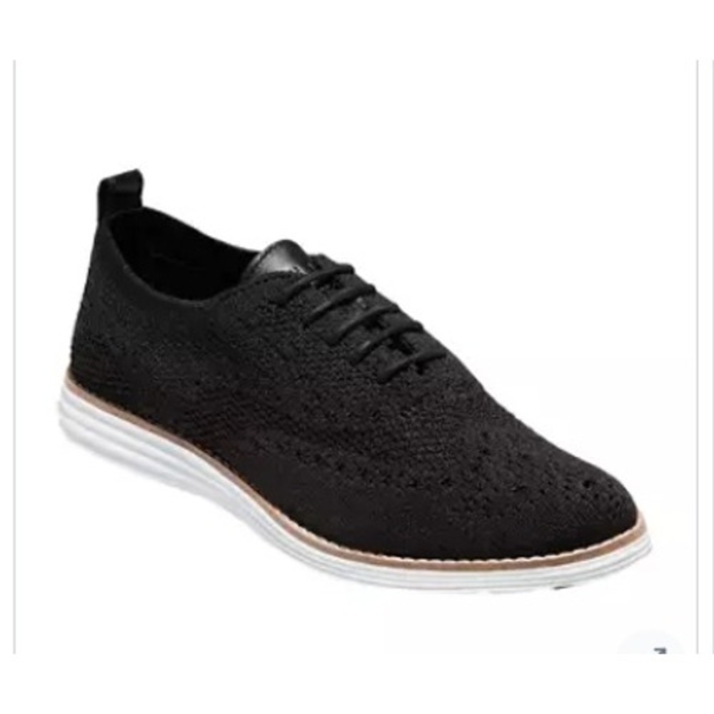 Cole Haan Zerogrand Stitch Wingtip Oxford Sneakers Knit Black‎ White Womens 10